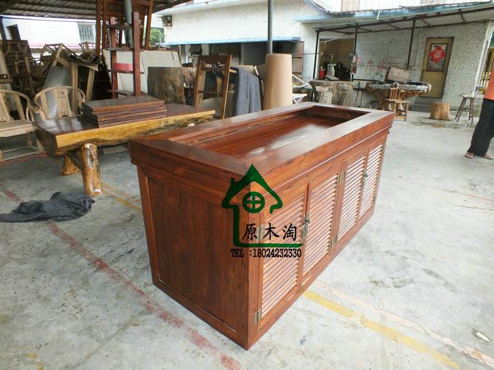 供應(yīng)榆木百葉門魚缸底柜、2米大型魚缸柜B3005