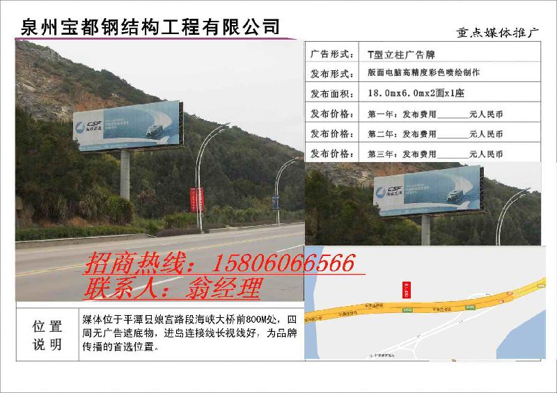 供應(yīng)平潭地區(qū)戶外單立柱廣告牌