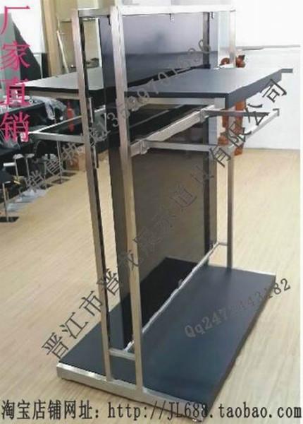 外貿(mào)拉絲不銹鋼雙面中島服裝架圖片