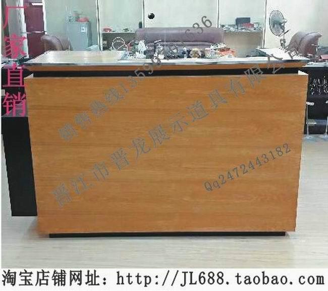 前臺(tái) 接待臺(tái) 收款桌收銀柜 木柜廠批發(fā)戶外休閑木紋色巴臺(tái) JL-22
