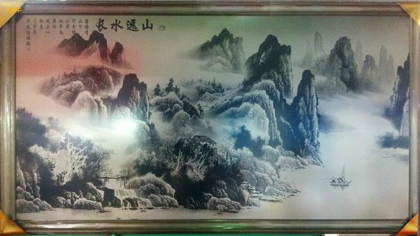 不锈钢蚀刻山水字画