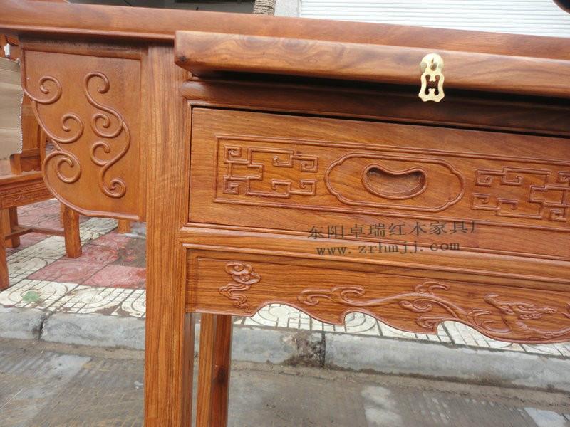 供應(yīng)東陽卓瑞紅木家具非洲花梨2斗1抽紅木條案價格圖片