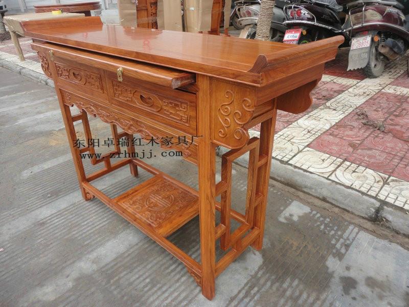 供應(yīng)東陽卓瑞紅木家具非洲花梨2斗1抽紅木條案價格圖片