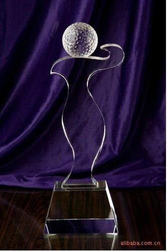 高爾夫球水晶獎杯 運(yùn)動會獎杯 體育賽事獎杯定制