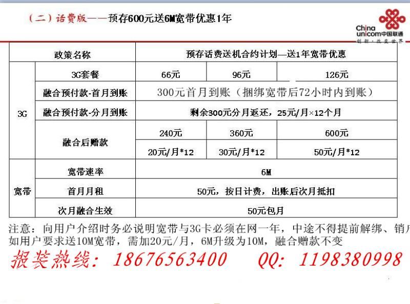 佛山联通光纤宽带6M10M包年套餐图片