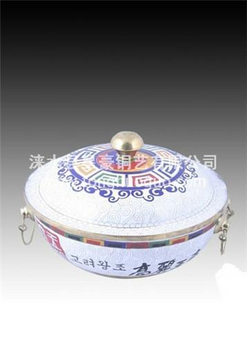 供應(yīng)貴言誠(chéng)直徑30cm景泰藍(lán)燃?xì)饣疱伨疤┧{(lán)火鍋