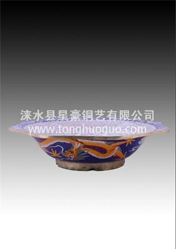 供應(yīng)貴言誠(chéng)直徑30cm景泰藍(lán)燃?xì)饣疱伨疤┧{(lán)火鍋