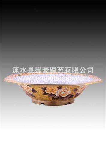 供應(yīng)貴言誠直徑30cm景泰藍(lán)燒氣火鍋景泰藍(lán)火鍋