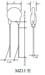 MZ13系列ptc热敏电阻器图片