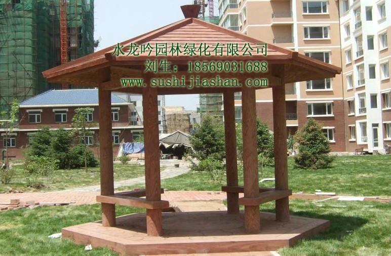 公園仿木涼亭圖片