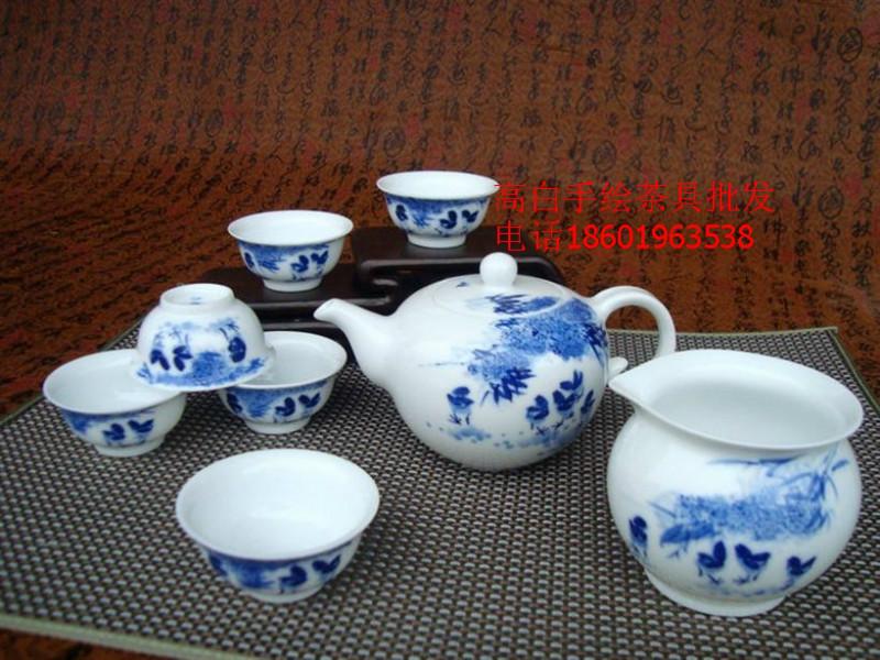 供應8頭手繪茶具功夫茶具北京陶瓷茶具訂做