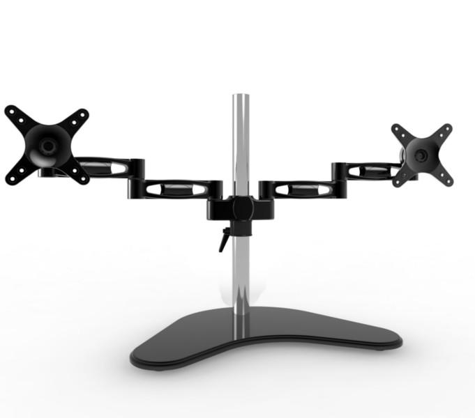 供应双屏支架YS-D09S,2个显示器可任意角度调整带玻璃底座横竖屏图片