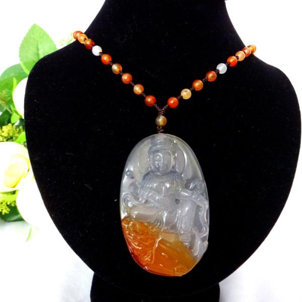 供應(yīng)天然冰彩玉髓觀音雕件批發(fā),冰彩玉髓雕件吊墜
