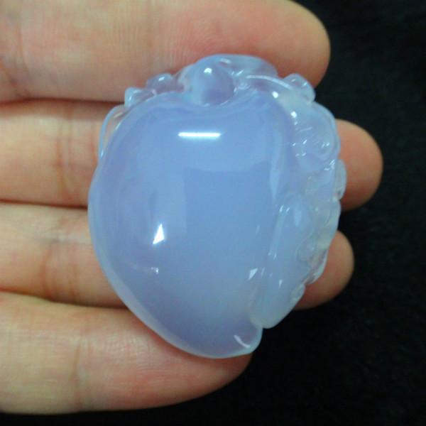 供應(yīng) 天然藍(lán)玉髓吊墜藍(lán)玉髓壽桃雕件