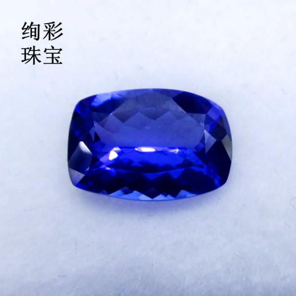 供應(yīng)2.88克拉枕形坦桑石定制坦桑石男戒 坦桑石批發(fā)