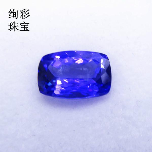 供應(yīng)長方枕形坦桑石裸石5A級坦桑裸石 定制坦桑石戒指