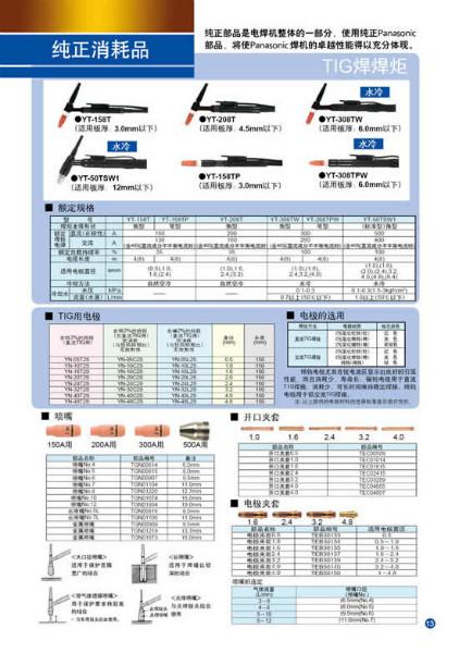 松下氩弧YC-300WX焊枪YT-308TW3图片