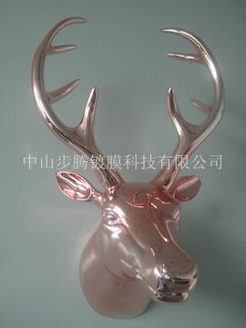 供應(yīng)掛壁裝飾彎角鹿頭/玫瑰金鹿頭/真空電鍍樹脂工藝品