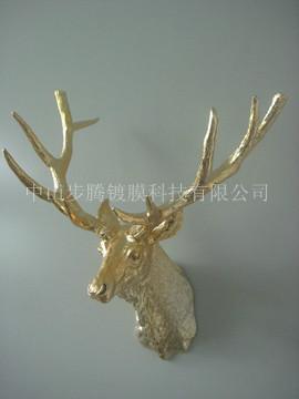 供應(yīng)掛壁裝飾彎角鹿頭/玫瑰金鹿頭/真空電鍍樹脂工藝品